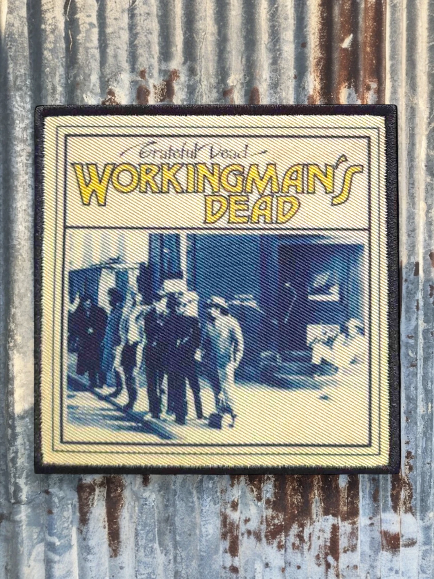 WILDSIDE Grateful Dead Workingman's Dead embroidered patch with vintage album art. Features a black border and cream background.