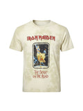 WILDSIDE Iron Maiden Beast On The Road unisex sand dye wash t-shirt with vintage band graphic on front
