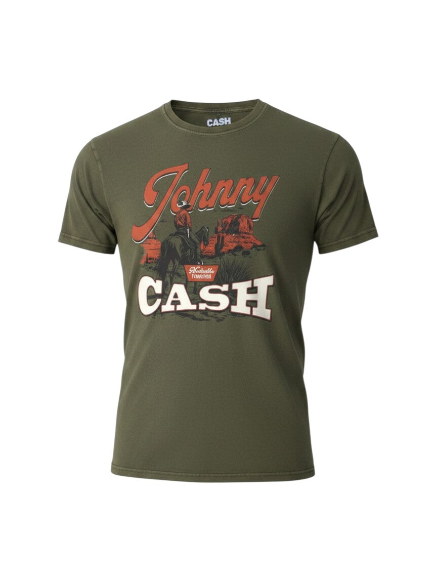 WILDSIDE green Johnny Cash Desert Cowboy unisex stone wash cotton t-shirt with vintage graphic print