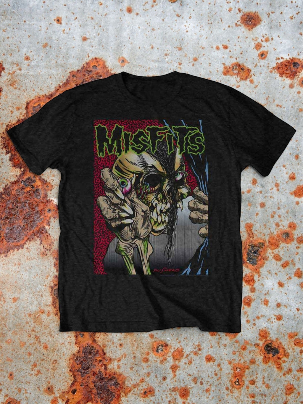 WILDSIDE Misfits Pushead unisex black soft-style cotton t-shirt with iconic horror-punk graphic print on front