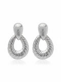 WILDSIDE Moode statement earrings in silver with a textured ribbed teardrop design for a modern look.