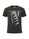 WILDSIDE Nine Inch Nails charcoal grey stone wash cotton t-shirt with PHM and text logo graphic on the front.