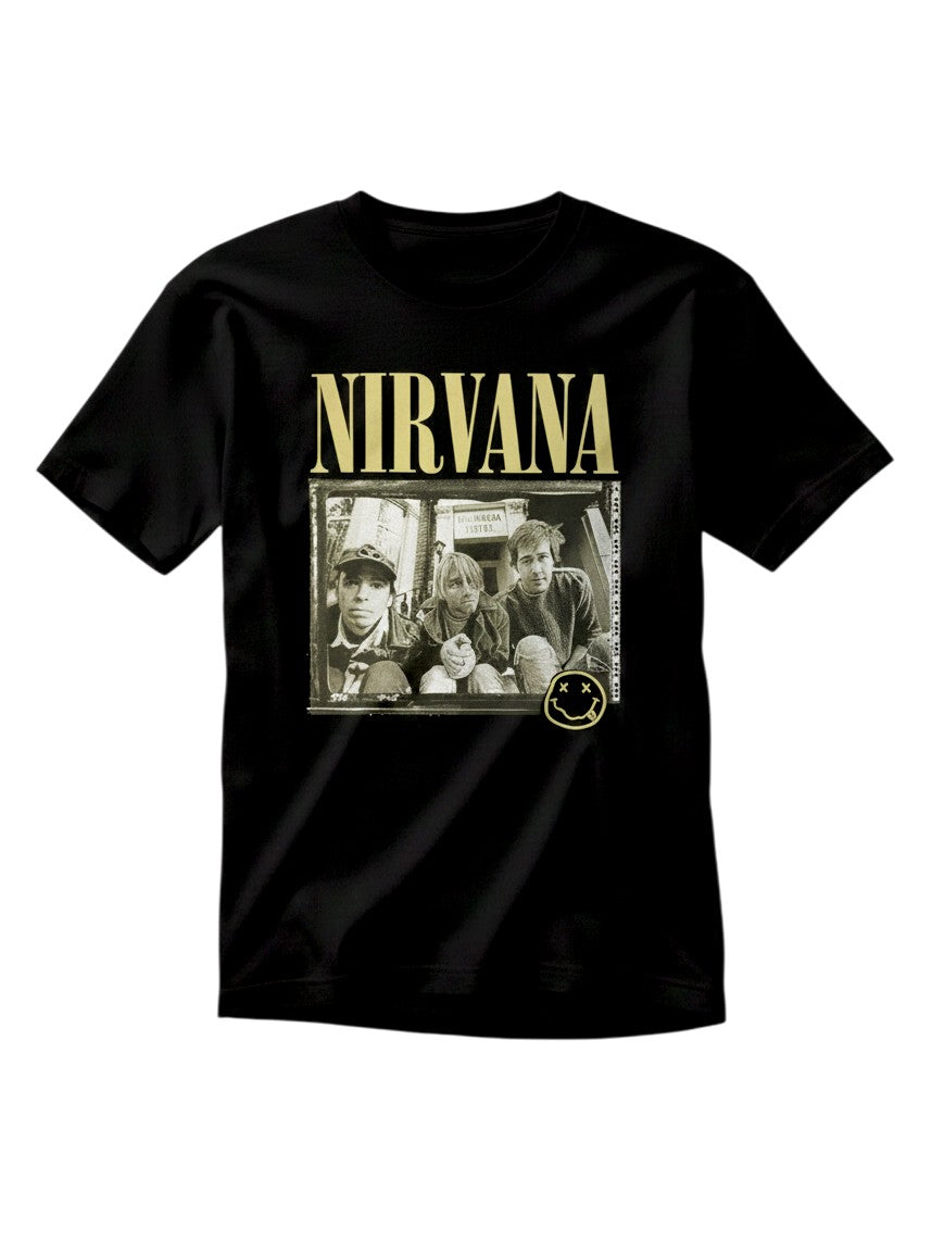WILDSIDE black Nirvana Nevermind 91 hotel photo graphic t-shirt in soft-touch combed cotton with crew neck.