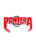 WILDSIDE Pantera logo pin, red enamel with silver trim, metal accessory for jackets and clothing.
