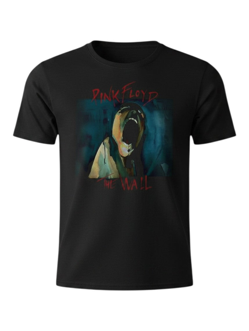 WILDSIDE Pink Floyd The Wall Scream black unisex cotton t-shirt with iconic band artwork on the front.