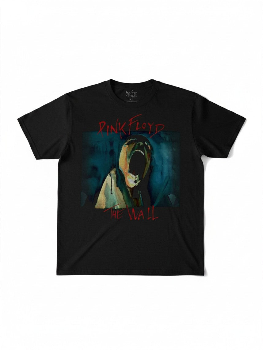WILDSIDE Pink Floyd The Wall Scream unisex black cotton t-shirt with iconic graphic print on the front