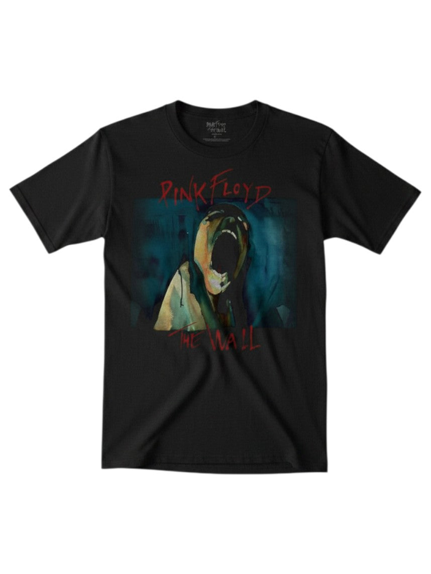 WILDSIDE black unisex cotton T-shirt featuring the iconic Pink Floyd The Wall Scream graphic on the front