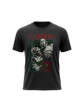 WILDSIDE black unisex cotton t-shirt featuring the iconic Queen News of the World album cover graphic on the front.