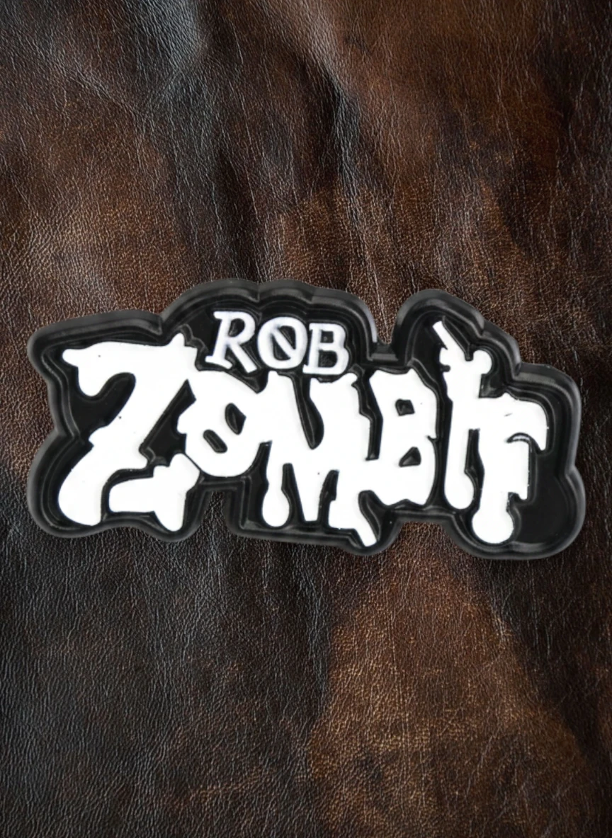 WILDSIDE Rob Zombie logo pin, black and white enamel design.