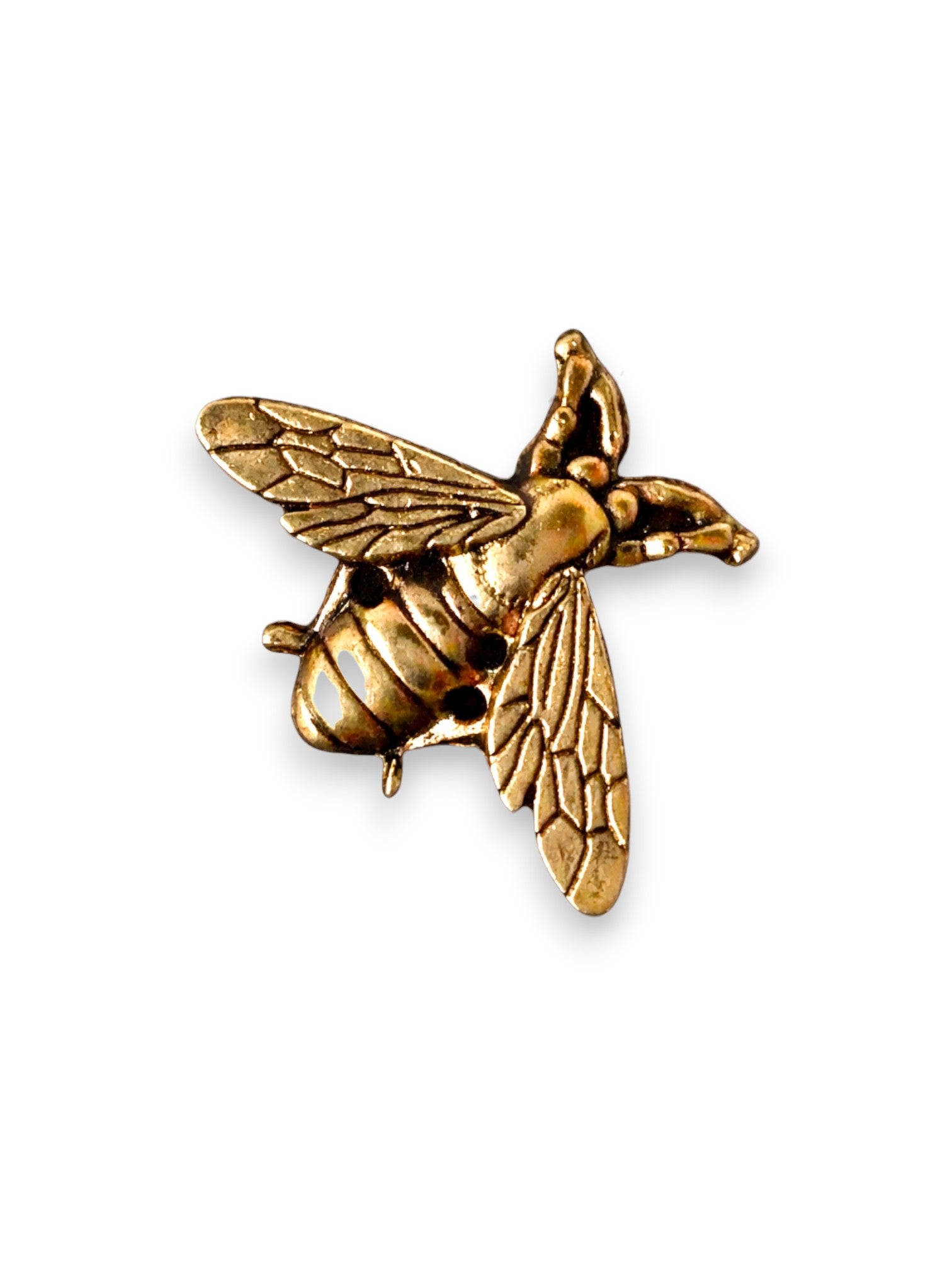 WILDSIDE rose gold bee pin with detailed wings and body, perfect for jackets.