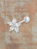 WILDSIDE silver flower piercing with clear sparkling stones. Elegant and durable.