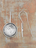 WILDSIDE silver plated zamak hammered moon earrings, approx 4.5 cm, anti-allergic, made in Spain.