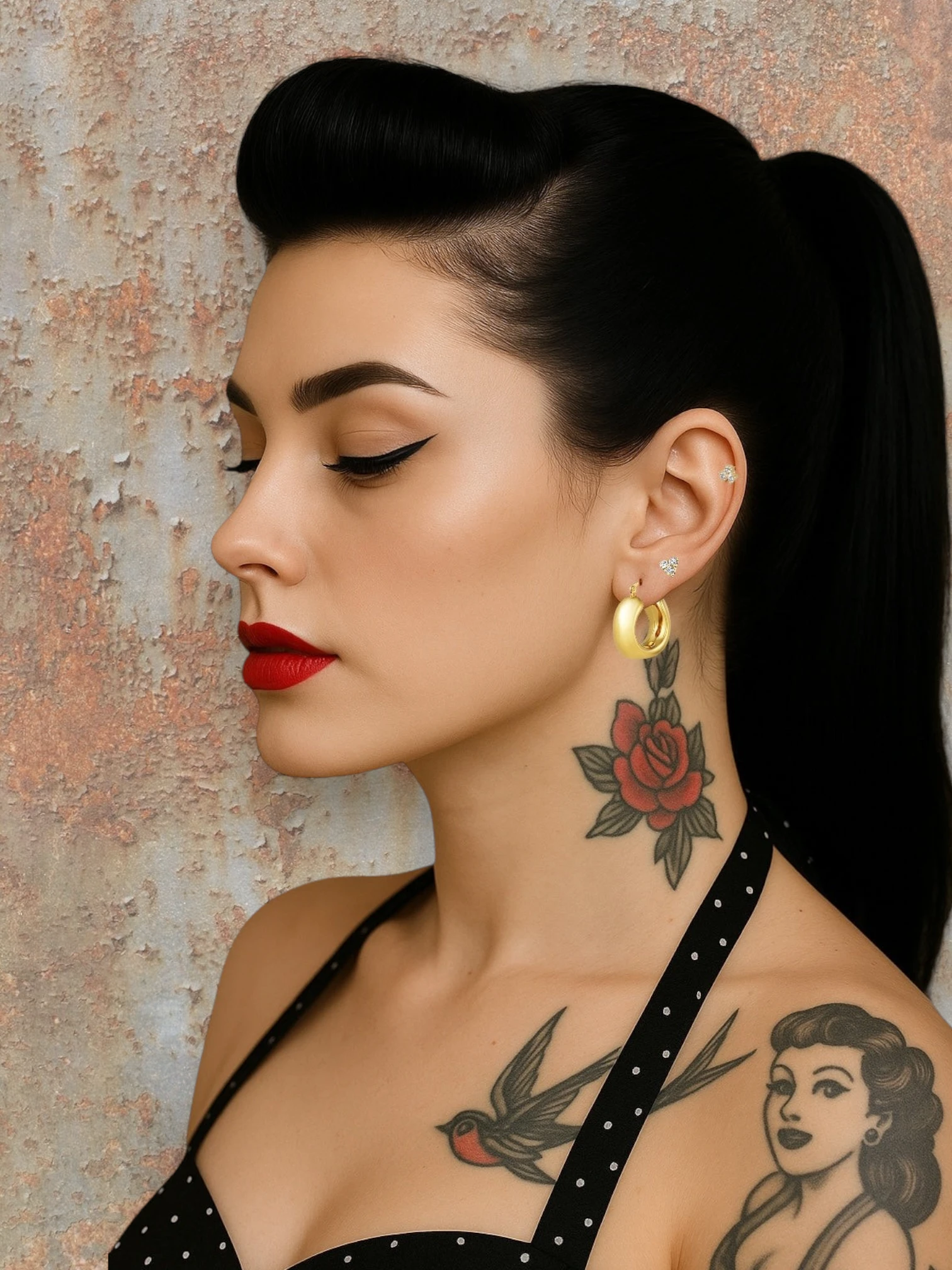 WILDSIDE silver labret piercing with small stones, perfect for adding elegance to any look.