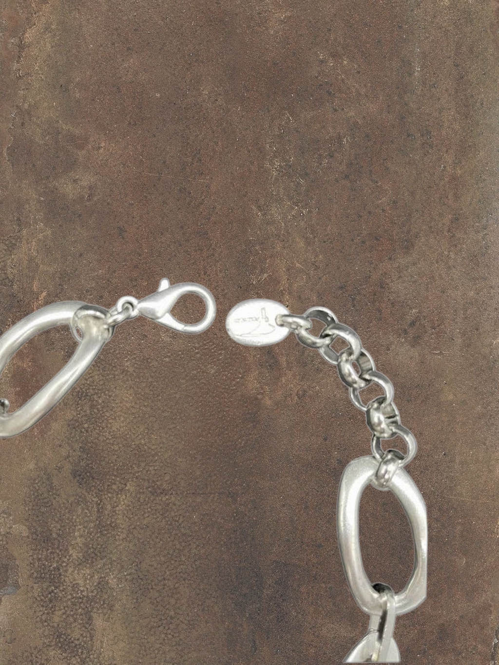 WILDSIDE silver plated choker necklace with extension and oval links. Sterling silver, antiallergic, made in Spain.