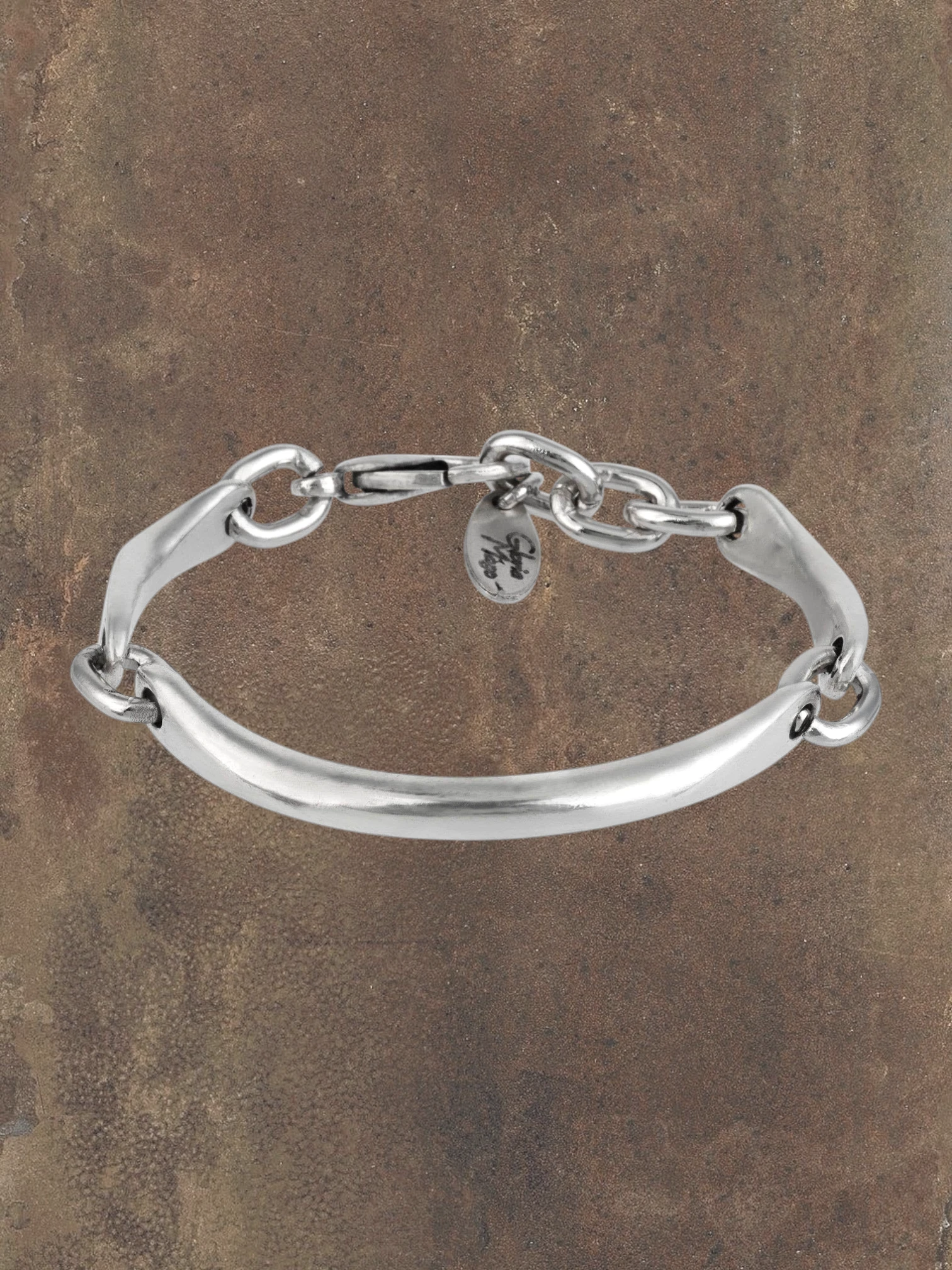 WILDSIDE silver plated zamak link bracelet with lobster clasp, 18cm length, made in Spain.