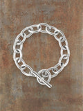 WILDSIDE silver stainless steel chunky link bracelet with toggle clasp. Elegant and durable.
