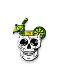 WILDSIDE skull cocktail pin with green lime slice and umbrella, enamel accessory
