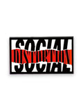 WILDSIDE Social Distortion pin with black and white text over a red distressed stripe.