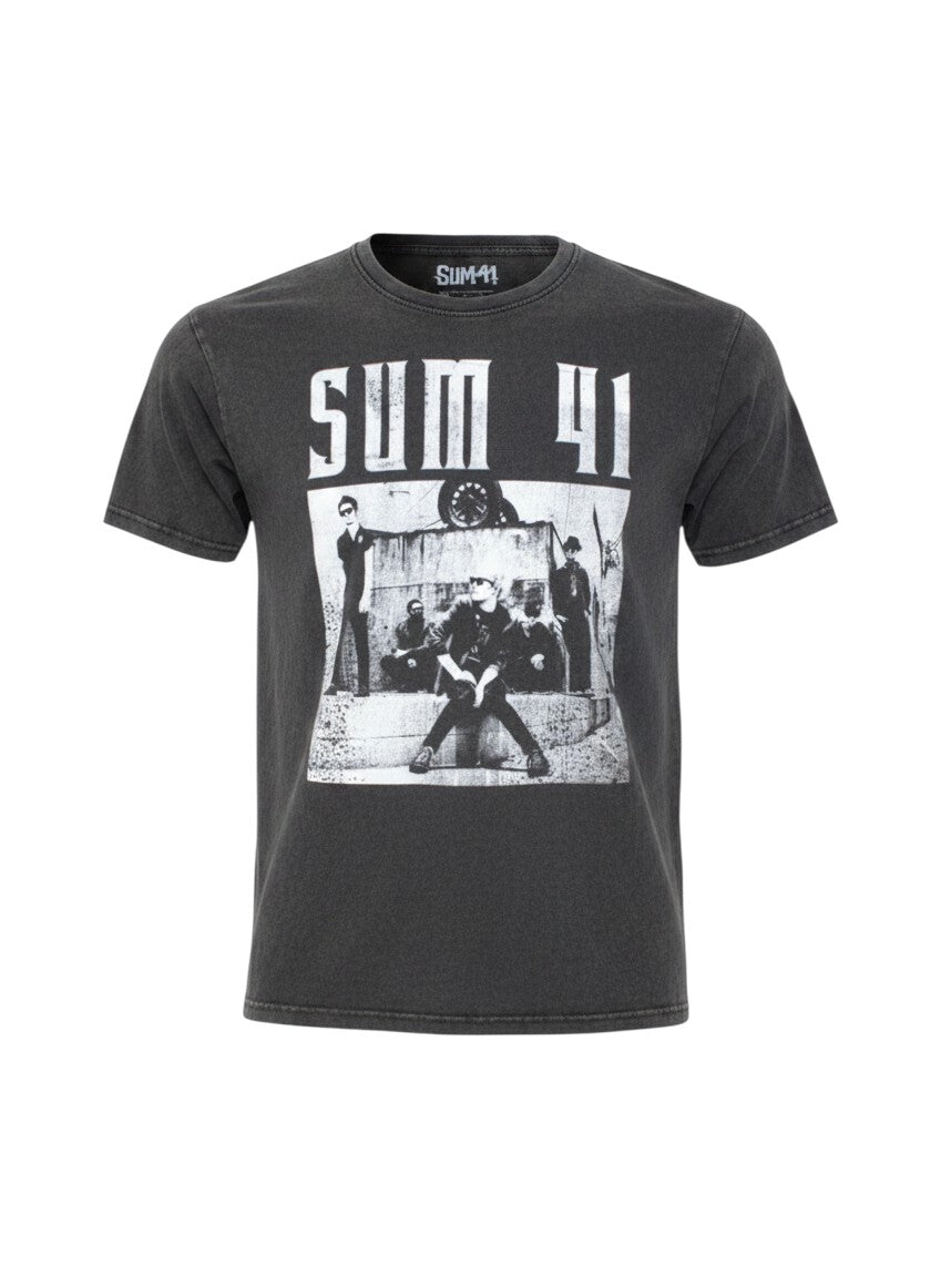 WILDSIDE limited edition Sum 41 stone wash cotton t-shirt with iconic black and white box photo band print