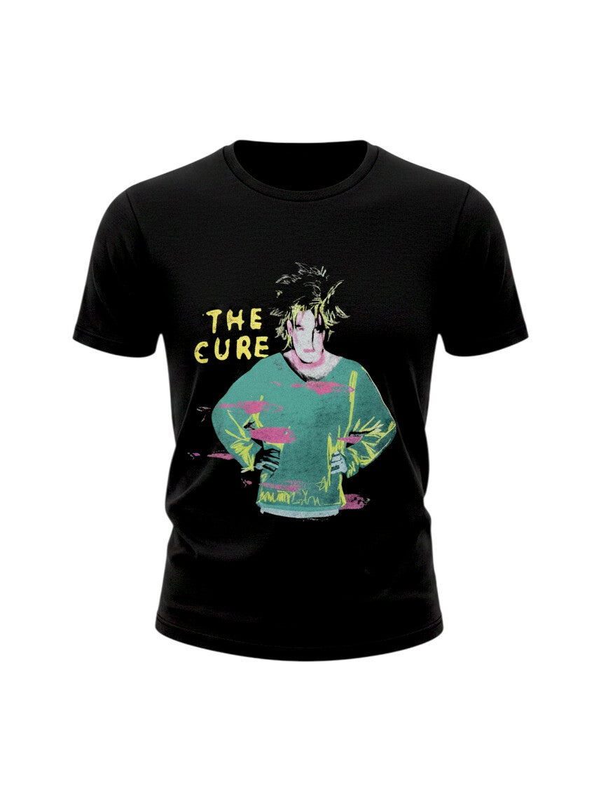 WILDSIDE The Cure Beach Party Tour 86 black cotton t-shirt with graphic print on front and crew neck