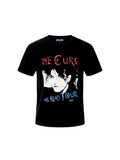 WILDSIDE The Cure black cotton t-shirt with The Head Tour 85 graphic print on the front and crew neck design.