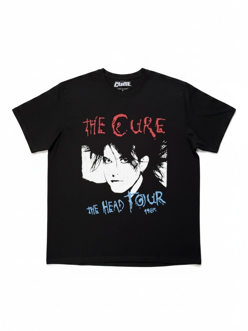 WILDSIDE The Cure black cotton t-shirt featuring The Head Tour 85 graphic with Robert Smith portrait