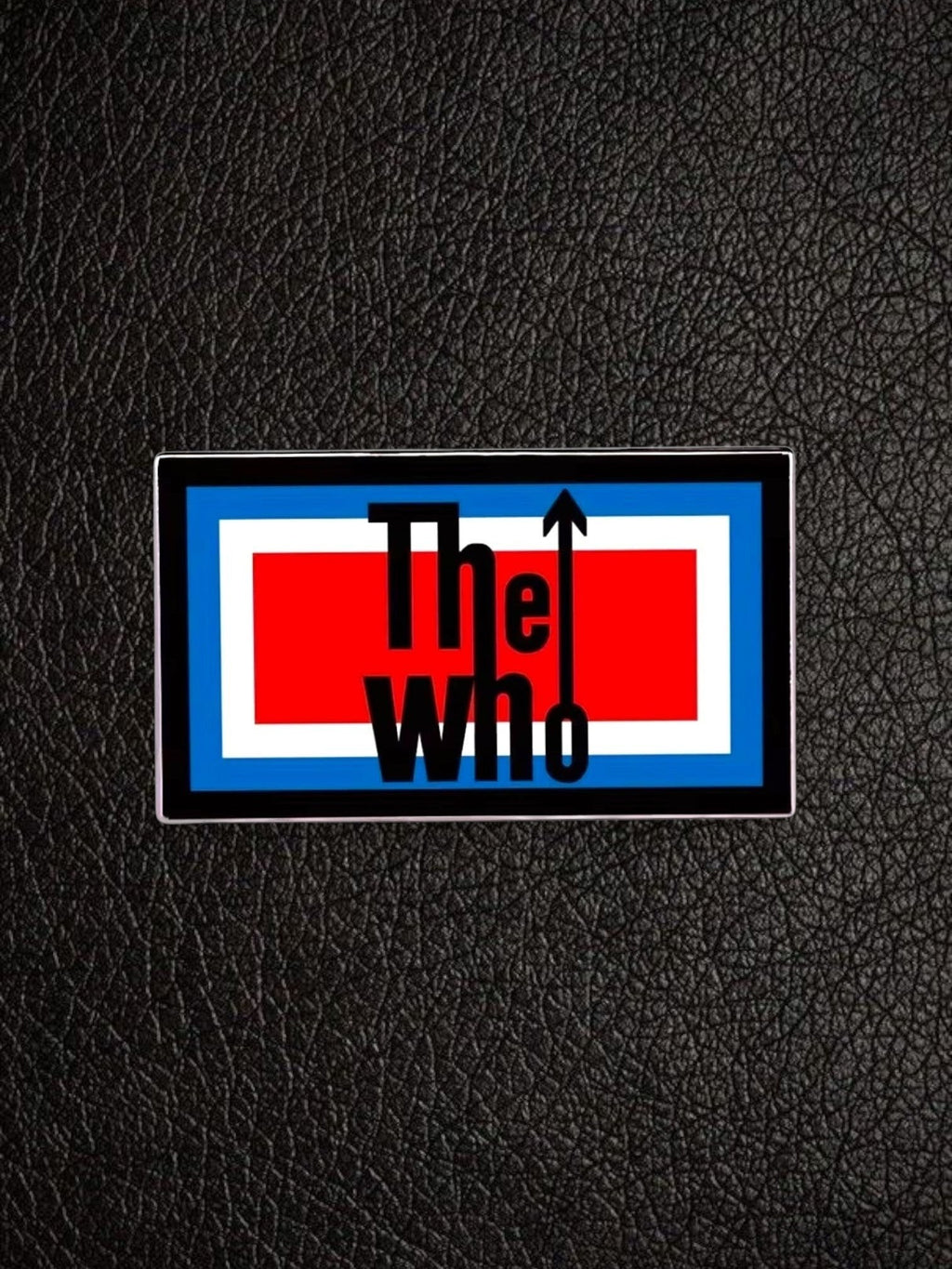 WILDSIDE The Who band logo pin with red, white, and blue stripes.
